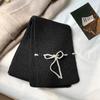 Cachecol de malha estilo coreano com gravata borboleta para mulheres, inverno, nova estação, cachecol de lã branca doce para estudantes, para tecnologia térmica e à prova de vento