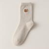 Calcetines para Mujer Otoño e Invierno Calcetines de Media Pantorrilla Forro de Felpa Cálido Engrosados Bordados de Oso Calcetines Cálidos de Terciopelo Dibujos Animados Calcetines Gruesos