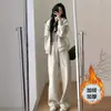 430 # Conjunto Esportivo de Veludo Espesso para Mulheres no Outono e Inverno Estilo Coreano Solto Moda Celebridade da Internet Moletom Casual Conjunto de Duas Peças