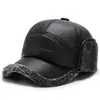 Gorra con Visera de Cuero Cálida de Invierno para Hombres de Mediana Edad y Mayores, Protección Auditiva para Ancianos con Forro de Felpa, a Prueba de Viento, para Prevenir el Frío