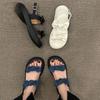 Sandalias de plataforma de una tira para mujer 2025 Verano Celebridad de Internet Nuevo Versátil Hada Lazo Antideslizante Zapatos de Playa para Mujer