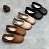 Zapatos de vestir individuales de dos vías hechos a mano retro con grulla de almohada blanca, colección primavera-verano 2026, punta cuadrada, suela plana, estilo étnico único, zapatos de mujer de alta calidad, negro
