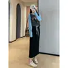 Falda Midi de Pierna Recta con Bloques de Color Floral en la Cintura y Abertura Trasera, Sudadera Casual para Mujer 26 Primavera/Verano H032103