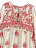 Vestido Rosa Estampado Bohemio de Verano para Mujer Estilo Europeo y Americano 8939 Color de la Imagen Mezcla de Fibra Sintética