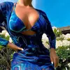 2027 Amazon Europeo y Americano bikini traje de baño dos piezas manga larga protección solar AliExpress conjunto de playa estampado traje de baño para mujer