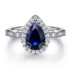 Conjunto de Anéis Empilháveis de 2 Peças em Prata de Lei 925 Tonglin com Zircônia em Formato de Gota d'Água para Mulheres, Anel de Casamento Mais Vendido na Amazon