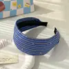 Diadema de ala ancha a cuadros de rayas azules, Diadema de mezclilla moderna y versátil, Para salir, Accesorios para el cabello con pasador, Nuevo de primavera y verano