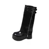 Calças versáteis, botas de moda petite, sola grossa outono/inverno 2026 estilo europeu e americano, novas botas longas femininas que aumentam a altura, botas da moda