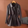 Chaqueta corta de cuero para mujer Haining, nuevo top casual de otoño, elegante abrigo de piel de oveja para ir al trabajo, chaqueta versátil para mujeres petite