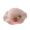 Sombrero de Paja para Niños de Borde Ondulado Fresco y Pequeño Verano Niñas Viaje Versátil Sombrero de Playa Sombrero para el Sol Set de Sombrero y Bolso