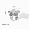 Pulsera, Anillo y Pendientes de Acero de Titanio Florales de Moda Estilo Ins para Mujer, Juego de Joyería Personalizable Ajustable de Acero Inoxidable