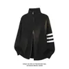 Cárdigan de Punto para Hombre con Cuello Alto Moderno Clásico Versátil Estilo Ligeramente Maduro Primavera y Otoño Holgado Cárdigan de Punto con Doble Cremallera