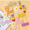 Celebridad de Internet Estilo Ins Decoración de Pastel con Banderín Inserto Día del Niño hbd Cara Sonriente Girasol Flor Oso Corazón Tarjeta Inserto