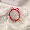 Faixa de cabeça vermelha metálica com elástico de borracha festiva de Ano Novo para mulheres, elástico alto, faixa de cabelo com laço, corda de cabelo, acessórios de cabelo para rabo de cavalo alto