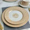 Prato de Jantar Ocidental em Porcelana Fina com Carroça Puxada por Cavalos Dourados Prato para Espetinho Prato de Jantar Europeu Palaciano de Alto Padrão Prato para Bife em Porcelana Fina Prato de Sobremesa