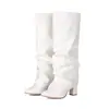Botas over-the-knee de salto plataforma bico fino, estilo europeu e americano, transfronteiriças, qualidade de exportação, disponíveis em várias cores e tamanhos grandes 35-45