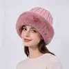 Gorro de punto trenzado de felpa para otoño e invierno para mujer, sombrero de pescador engrosado, hace que la cara parezca más pequeña, protección para los oídos, cálido sombrero peludo, estilo coreano para clima frío