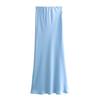 Roupa Feminina Transfronteiriça 2026 Estilo Europeu e Americano Fashionável Versátil Casual Simples Textura de Cetim de Seda Saia Midi para Mulheres F69798