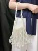 Bolsa de Mão da Moda Nova Bolsa de Balde com Pérolas de Verão Bolsa Transversal com Contas em Formato de Leque de Nicho Feminina Porta-Moedas Feminino