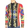 Nova Moda de Celebridade da Internet para Primavera e Verão Camisa de Flor Distinta Manga Longa Estilo Coreano Slim Fit Marca de Moda Europeia e Americana Camisa