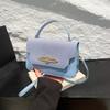 Bolso de Mano de Moda Tendencia, Bolso de Hombro de Moda Tendencia, Textura de PU, Bolso de Mujer con Empalme Estilo Occidental, Bolso Pequeño Cuadrado Cruzado de Color Contrastante