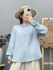 Colección Otoño 2026 Estilo Japonés Cuello Alto Jacquard Encaje Bordado Camisa de Manga Larga Cardigan de Gasa Doble Capa para Mujer Venta al por Mayor