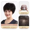 Peruca com permanente texturizado, cabelo curto, cabelo curto cacheado realista, peruca moderna para mães de meia-idade e idosas, peruca volumosa e natural