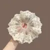 Elástico de Cabelo para Rabo de Cavalo Flor de Cinco Pétalas em Chiffon Acessório de Cabelo Versátil Fita Elástica para Cabelo Scrunchie Corda para Cabelo Elástico de Cabelo da Moda para Mulheres