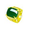 Dominante anillo cuadrado para hombre de calcedonia verde emperador, anillo de ágata verde, ajustable, retro, anillo de jade verde