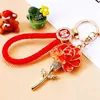 Chaveiro de Flor Rosa de Corda Trançada para Carro de Mulheres, Argola de Chaveiro Pingente de Bolsa de Metal, Presente Criativo Atacado Aliexpress