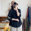 Camisa Bordada Vintage Artística Feminina 2024 Outono Fina Solta Emagrecimento Sete Mangas Top Camisa Elegante All-Match