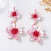 Pendientes de Flor con Costuras de Color Contrastante de Aleación Exagerada con Recubrimiento Delgado, Moda Simple Europea y Americana Transfronteriza, Pendientes de Fiesta de Temperamento de Lujo Ligero