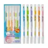 Marcador Fluorescente Novo Transfronteiriço 6 Canetas Marcadoras Flash Apagáveis de Ponta Dupla Caneta Destaque de Cabeça Oblíqua Caneta Chave Destaque