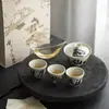 Conjunto de Chá Casual para Presente das Dinastias Tang e Song, Conjunto de Chá Kung Fu com Design Manuscrito Estilo Antigo "Wu Shi Xiaoshen", Conjunto de Chá para Casa