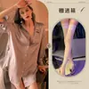 Lingerie Sexy Estilo Namorado Sedutora Camisa Sexy Tamanho Grande Roupão Uniforme Cardigã Tentação Roupa de Dormir Seduzindo Sem Fundo