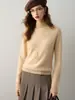 Suéter de Cashmere 100% Puro Espesso de Sete Fios Feminino Pulôver Gola Meia-Alta Mangas Raglan Malha Suéter Outono e Inverno Camada Base