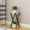 Sala de Estar Ferro Forjado Aço Madeira Suporte de Flores Doméstico Varanda Interno Chão Combinação Multicamadas Rack de Rabanete Verde Suporte para Vaso de Flores Suculentas