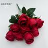Rosa de ensueño de 9 cabezas, flores de boda, decoración de pared con flores artificiales de Amazon, accesorios de fotografía al por mayor.