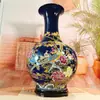 Vaso de Cerâmica Jingdezhen, Novo Estilo Chinês, Brocado Azul Profundo, Futuro Auspicioso, Ornamento de Chão, Armário de TV da Sala de Estar, Decoração de Entrada