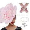 Moda europeia e americana transfronteiriça Noiva Cabeça de flor exagerada Bola de flores Jockey Club Natal Chapéus Brincos Luvas terno