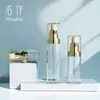 Botella Transparente Redonda de Fondo para Limpiador Facial, Loción Repackaged, Protector Solar, Loción para el Cuidado de la Piel, Botella con Atomizador 30ml 50ml 80ml