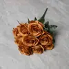 Flores Artificiales para Salón de Bodas, Ramo Falso de Rosas de 9 Cabezas, Adornos para Decoración del Hogar, Flores de Mano, Pared de Flores de Seda Transfronteriza