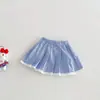 Camisa de Niña Nueva de Verano con Lazo Seleccionada Cuidadosamente Vestido con Cuello de Muñeca Estilo Coreano Conjunto de Falda para Niños