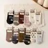 Calcetines de lana para mujer de otoño e invierno con ribete de encaje, calcetines de cachemira hasta la pantorrilla, engrosados para abrigar, cómodos, casuales, grises y extralargos