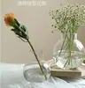 Jarrón de Vidrio Transparente de Boca Pequeña Simple Mesa de Café Escritorio Decoración del Hogar Flores Flores Secas Hidropónico Redondo Jarrón Decorativo