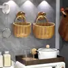Organizador de cocina de pared para guardar jengibre, ajo y cebolleta; un colgador de ganchos especial y una estantería para jengibre y ajo; una cesta tejida