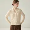 Suéter de encaje estilo francés con cuello en V, 100% cachemira, abrigo de punto moderno, simple y elegante para mujer