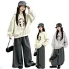 Sudadera pequeña con estampado de jade para niña estilo coreano, nueva colección de otoño 2026, conjunto de sudadera con capucha y pantalones a la moda