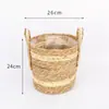 Maceta Tejida de Paja Nórdica Cesta de Flores Mimbre Tejido de Ratán Portátil Tejido Creativo Maceta para Potos Arreglo Floral Planta Verde Maceta Pastoral Decoración del Hogar