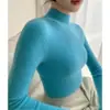 Suéter de Cachemir para Otoño e Invierno, sin costuras, cuello alto, simple, corte ajustado, para mujer, versátil, de punto, capa base de cachemir